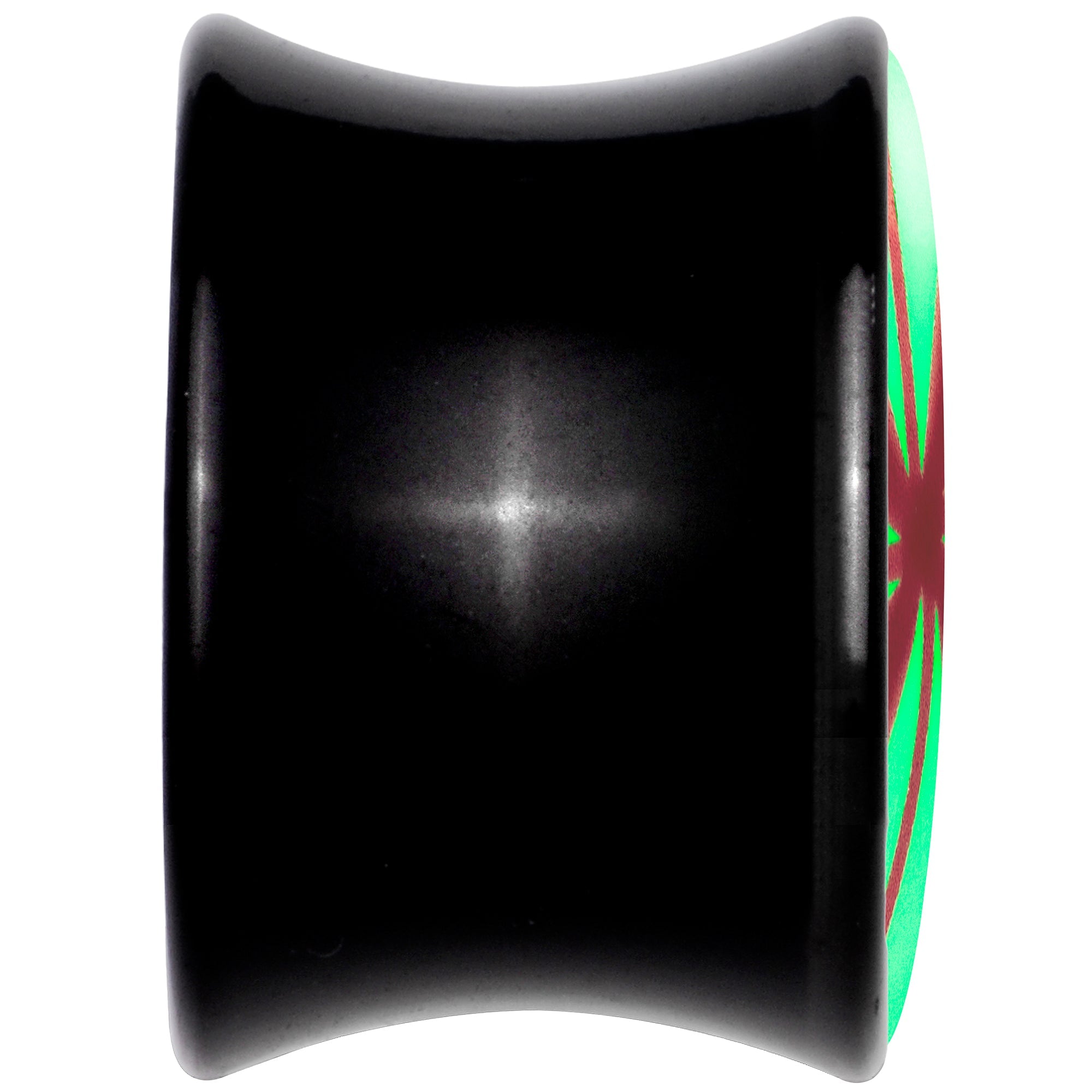 BodyCandy Black Acrylic Peppermint Candy Glow in Dark Double Flare Plug Set by Onyx O — back view