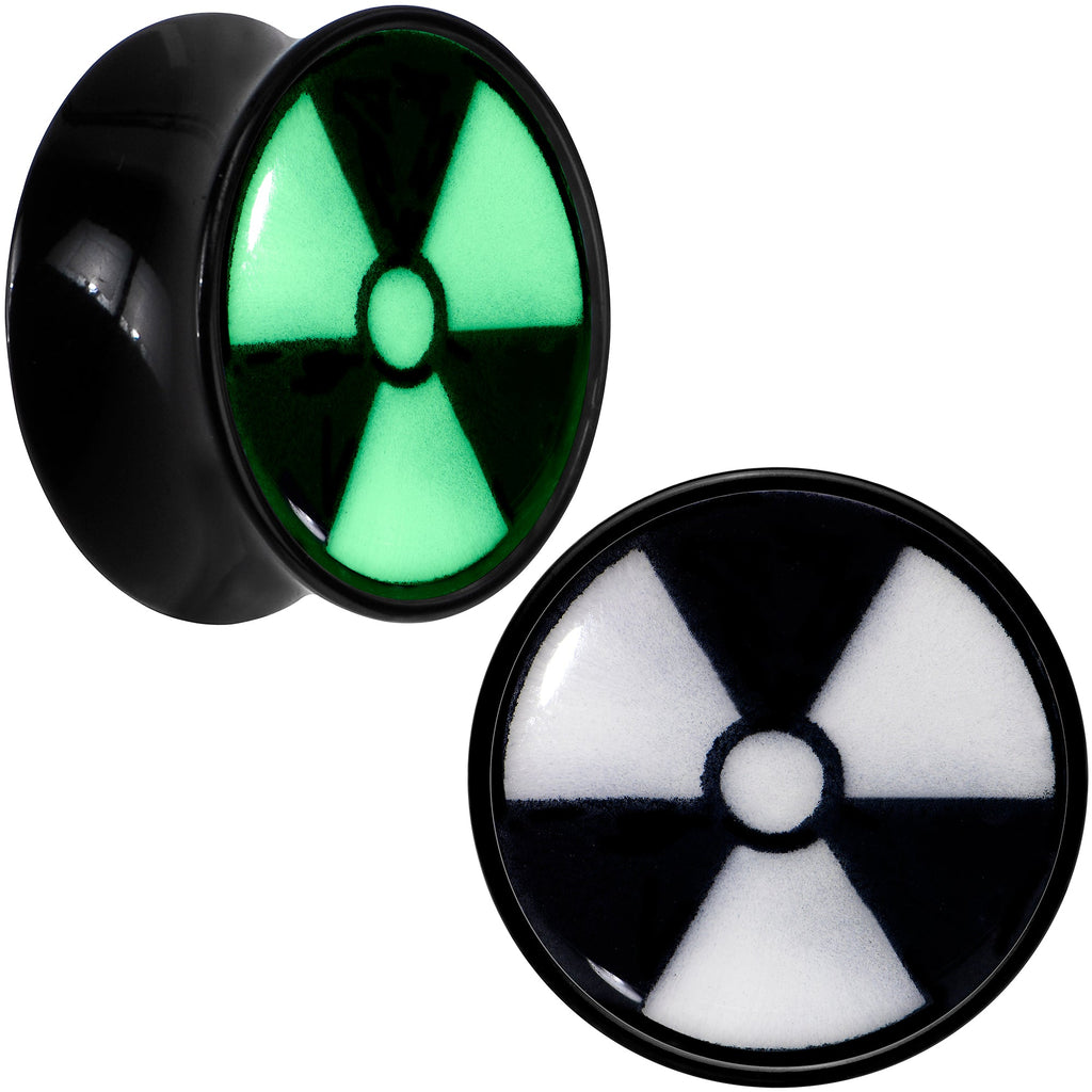 BodyCandy Black Acrylic Radioactive Glow in the Dark Double Flare Plug Set by Onyx O — fabric or material detail