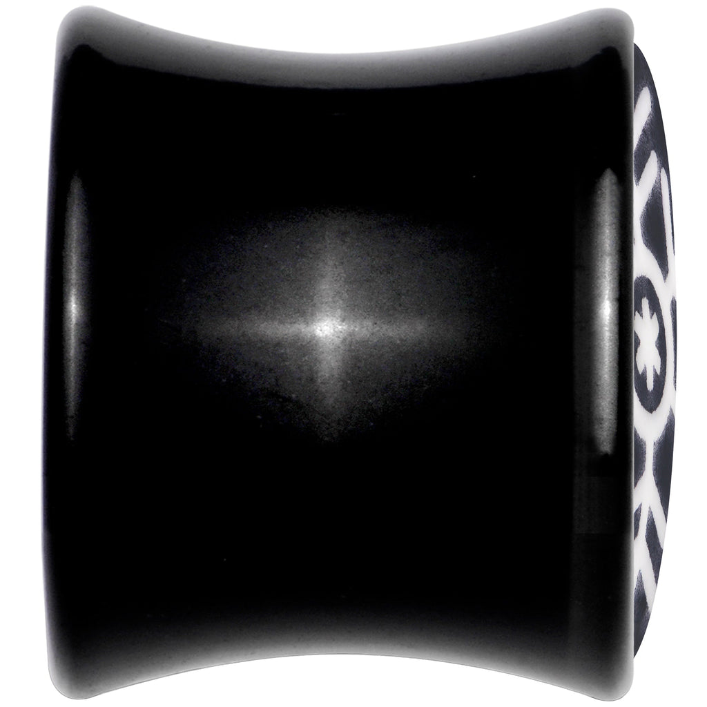 BodyCandy Glow in the Dark Holiday Snowflake Black Acrylic Saddle Plug Set by Onyx O — detail close-up