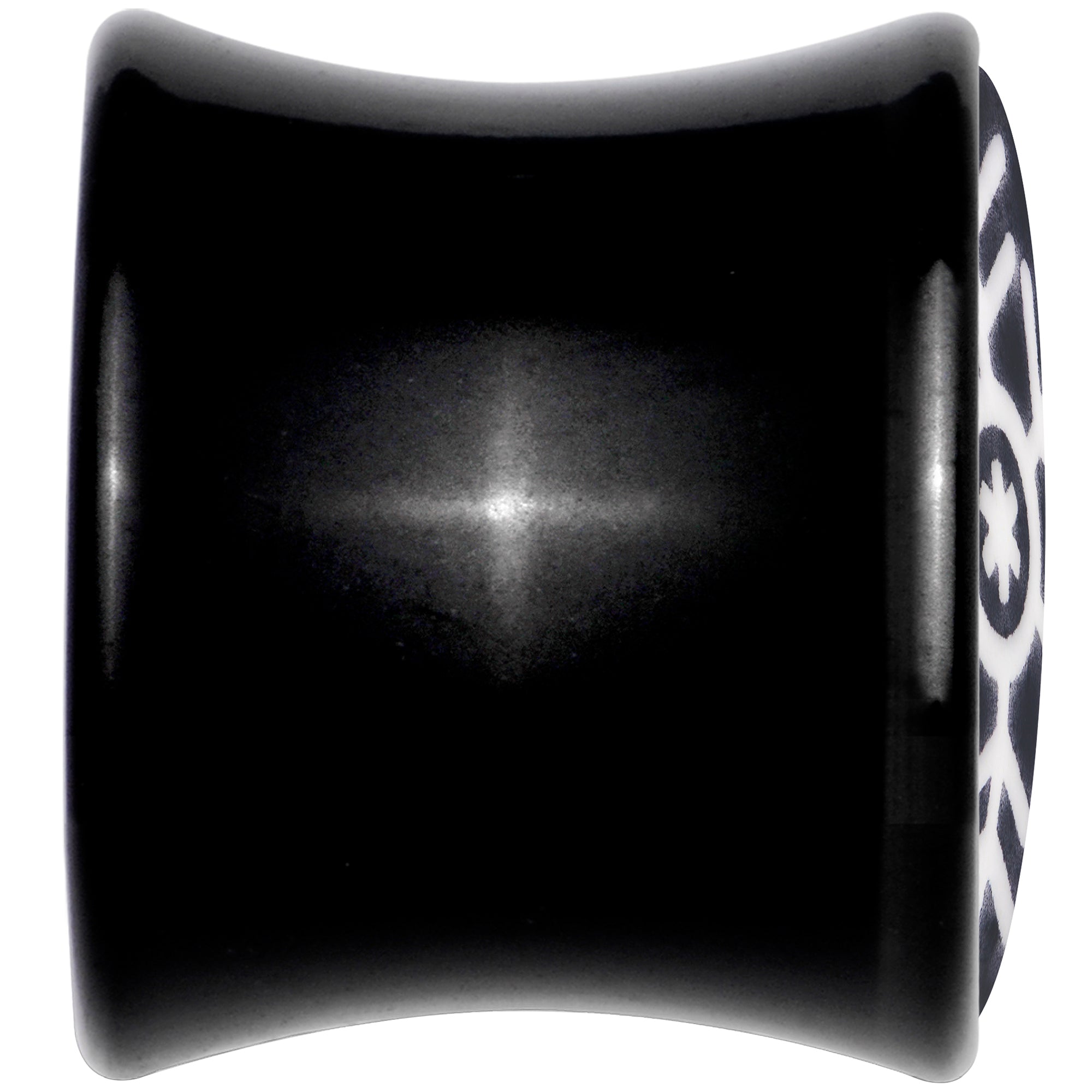 BodyCandy Glow in the Dark Holiday Snowflake Black Acrylic Saddle Plug Set by Onyx O — detail close-up