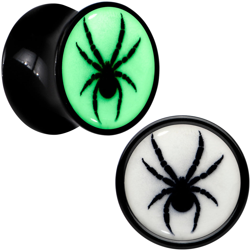 BodyCandy Black Acrylic Widow Spider Glow in the Dark Double Flare Plug Set by Onyx O — alternative angle