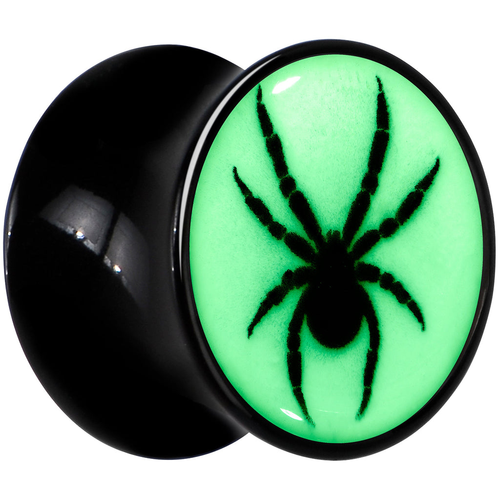 BodyCandy Black Acrylic Widow Spider Glow in the Dark Double Flare Plug Set by Onyx O — lifestyle context