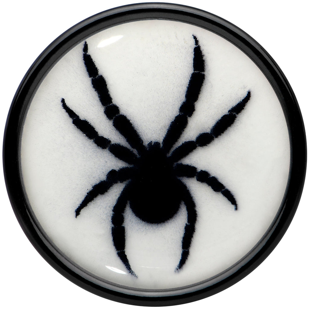 BodyCandy Black Acrylic Widow Spider Glow in the Dark Double Flare Plug Set by Onyx O — side view