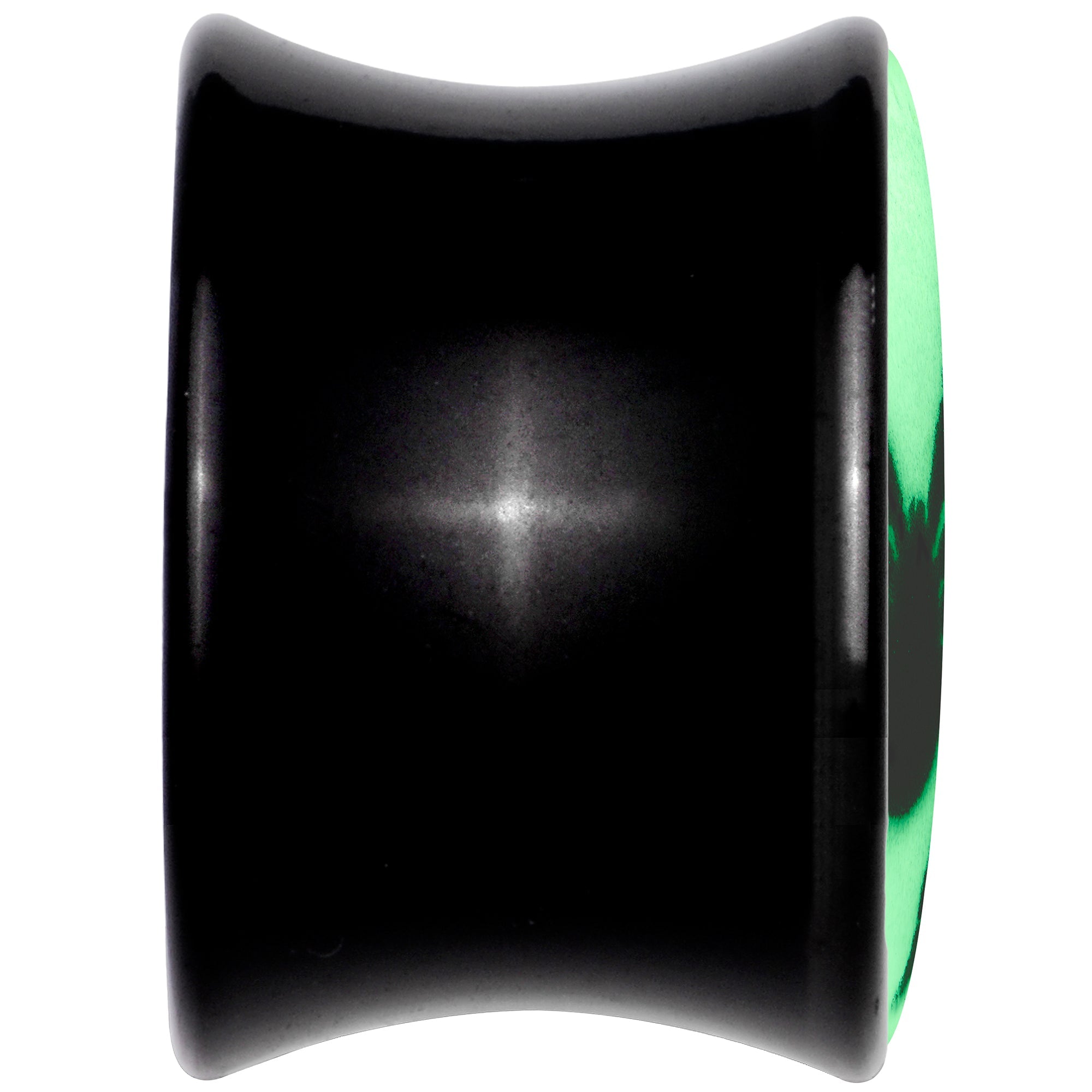 BodyCandy Black Acrylic Widow Spider Glow in the Dark Double Flare Plug Set by Onyx O — back view
