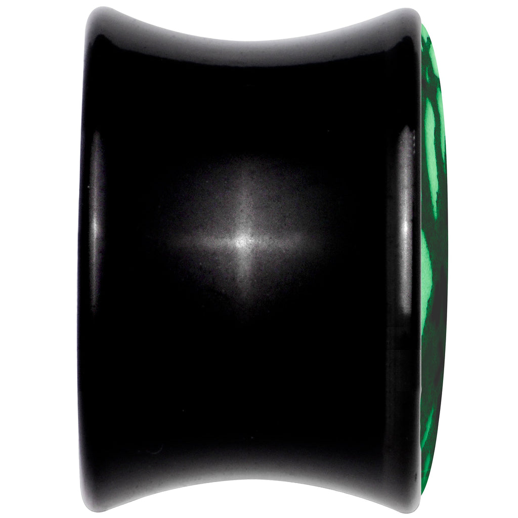 BodyCandy Black Acrylic Tree Of Life Glow in the Dark Double Flare Plug Set by Onyx O — back view