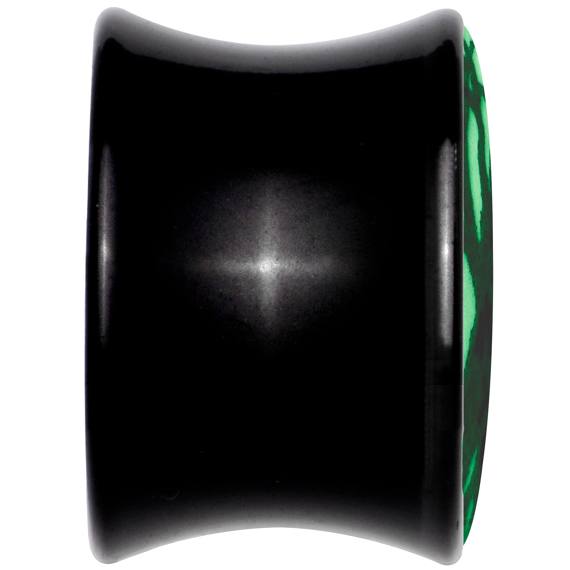 BodyCandy Black Acrylic Tree Of Life Glow in the Dark Double Flare Plug Set by Onyx O — back view