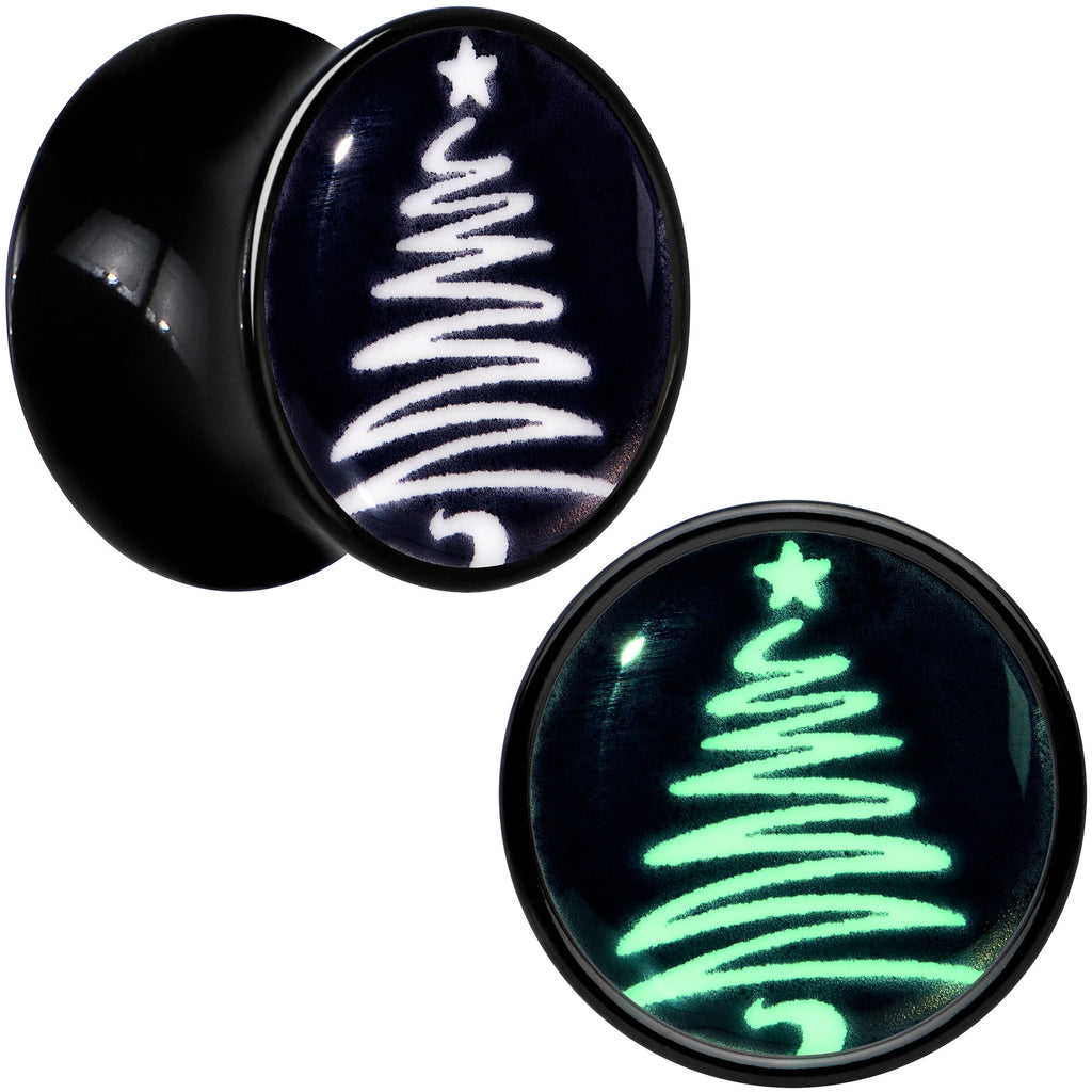 BodyCandy Glow in the Dark Holiday Christmas Tree Acrylic Saddle Plug Set by Onyx O — back view