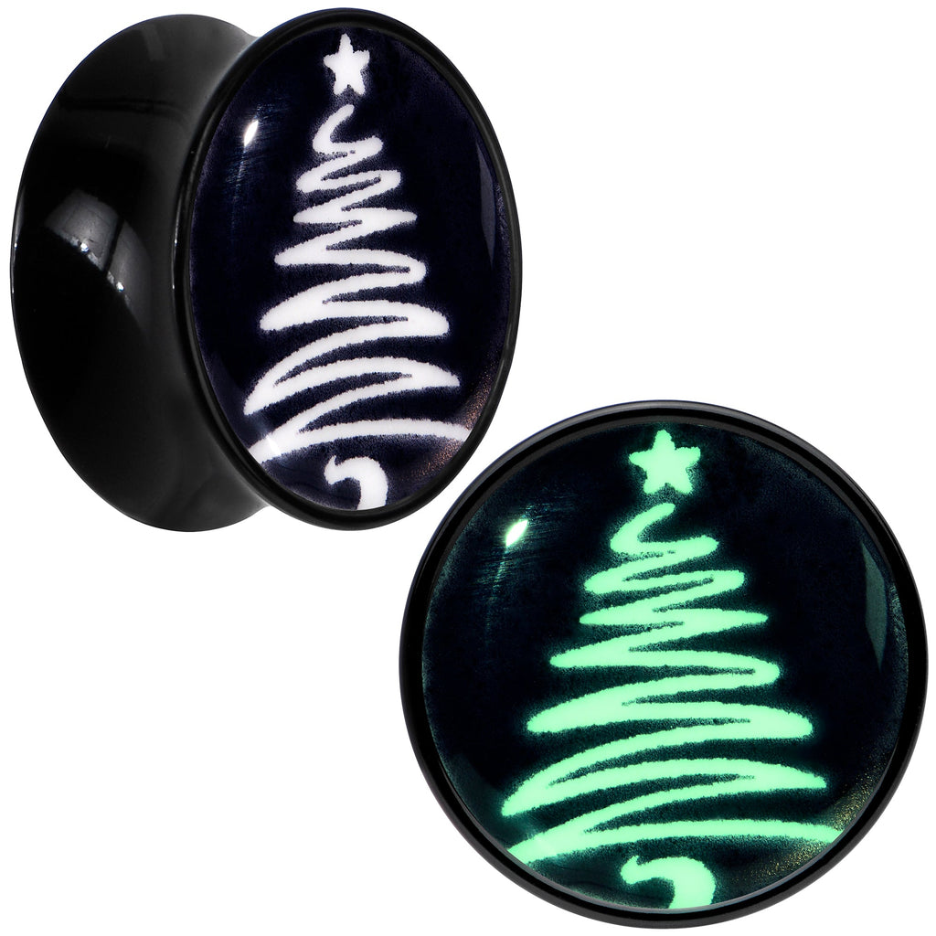 BodyCandy Glow in the Dark Holiday Christmas Tree Acrylic Saddle Plug Set by Onyx O — size reference