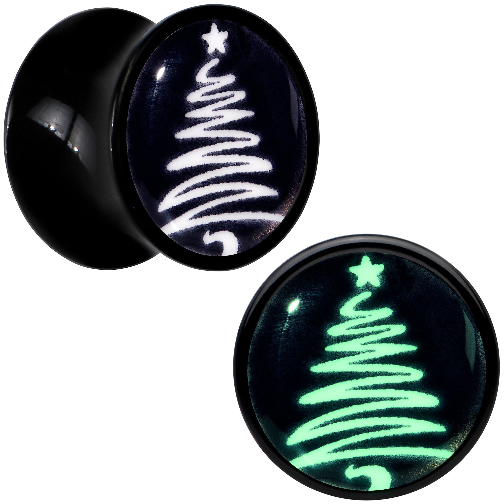 BodyCandy Glow in the Dark Holiday Christmas Tree Acrylic Saddle Plug Set by Onyx O — lifestyle context