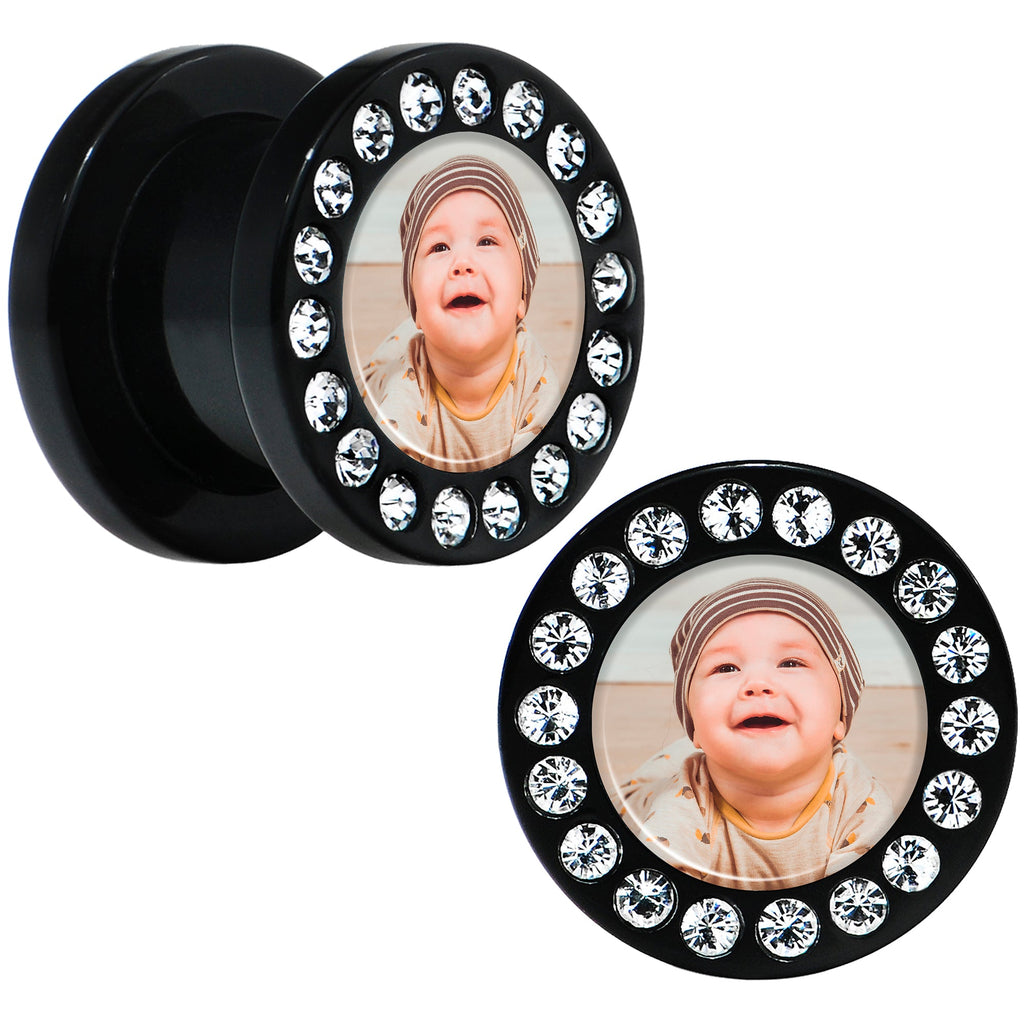 BodyCandy Black Acrylic Custom Photo Gem Screw Fit Plug - buy 2 for a pair — lifestyle context