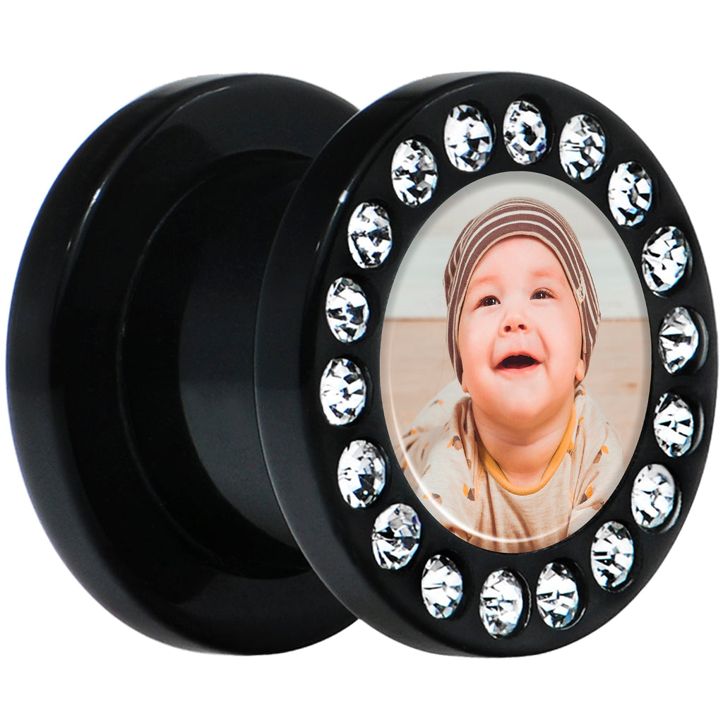 BodyCandy Black Acrylic Custom Photo Gem Screw Fit Plug - buy 2 for a pair — lifestyle context