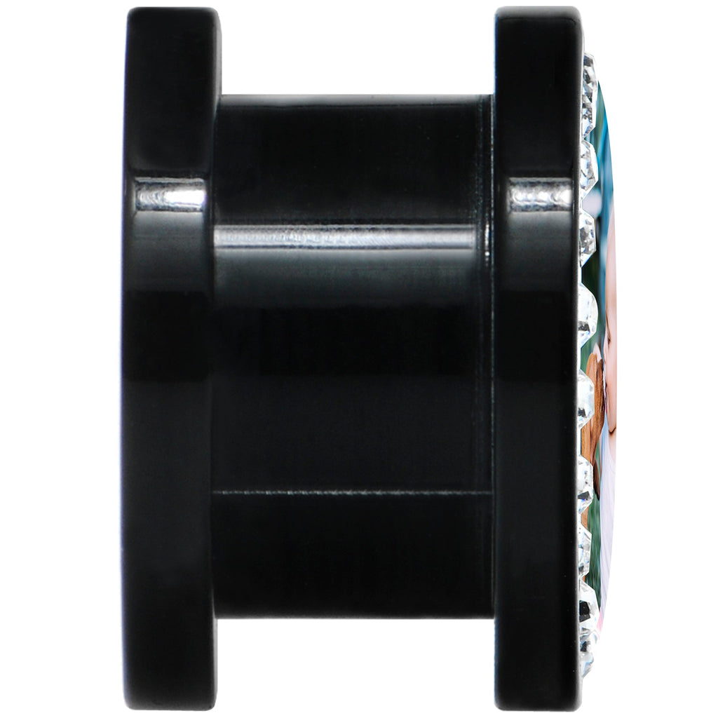 BodyCandy Black Acrylic Custom Photo Gem Screw Fit Plug - buy 2 for a pair — side view