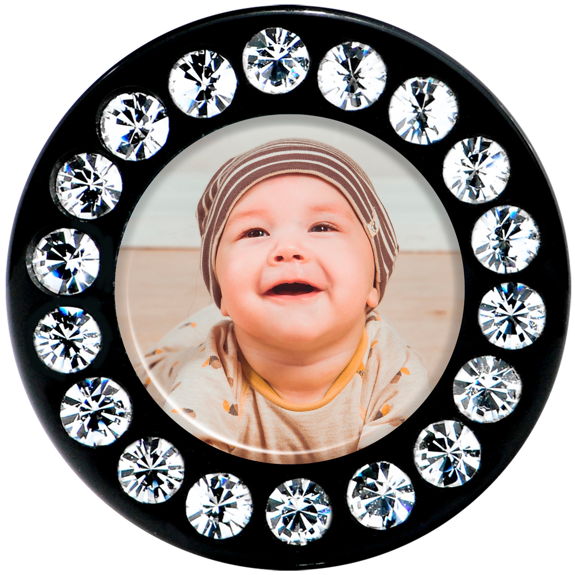 BodyCandy Black Acrylic Custom Photo Gem Screw Fit Plug - buy 2 for a pair — in-use photo