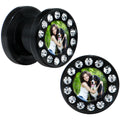 BodyCandy Black Acrylic Custom Photo Gem Screw Fit Plug - buy 2 for a pair — detail close-up
