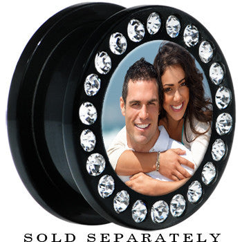 BodyCandy Black Acrylic Custom Photo Gem Screw Fit Plug - buy 2 for a pair — color detail