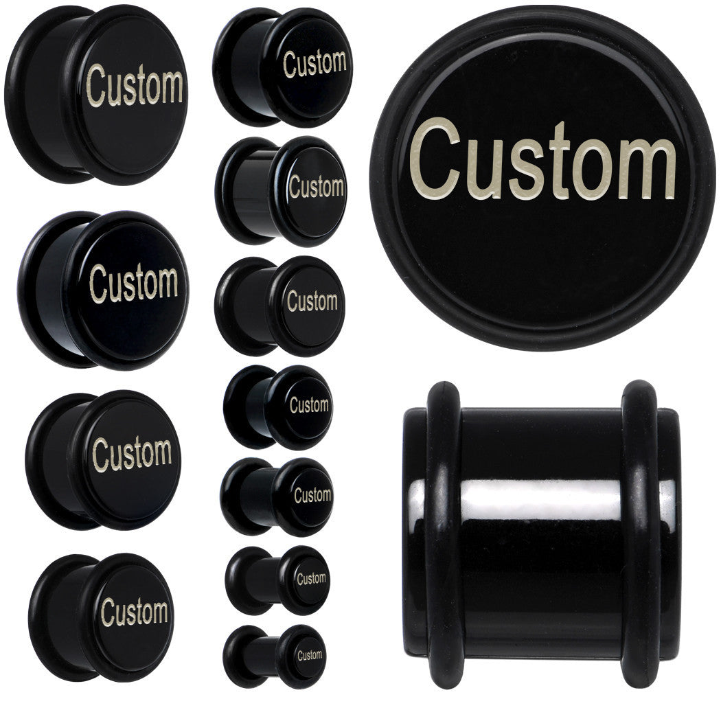 BodyCandy Custom No.1 Black Acrylic Personalized Plug - buy 2 for a pair — main product shot