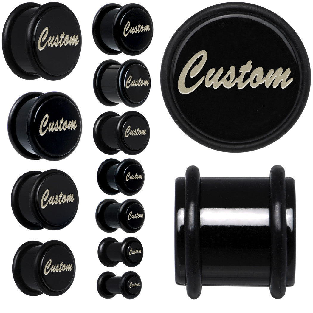 BodyCandy Custom No.2 Black Acrylic Personalized Plug - buy 2 for a pair — main product shot