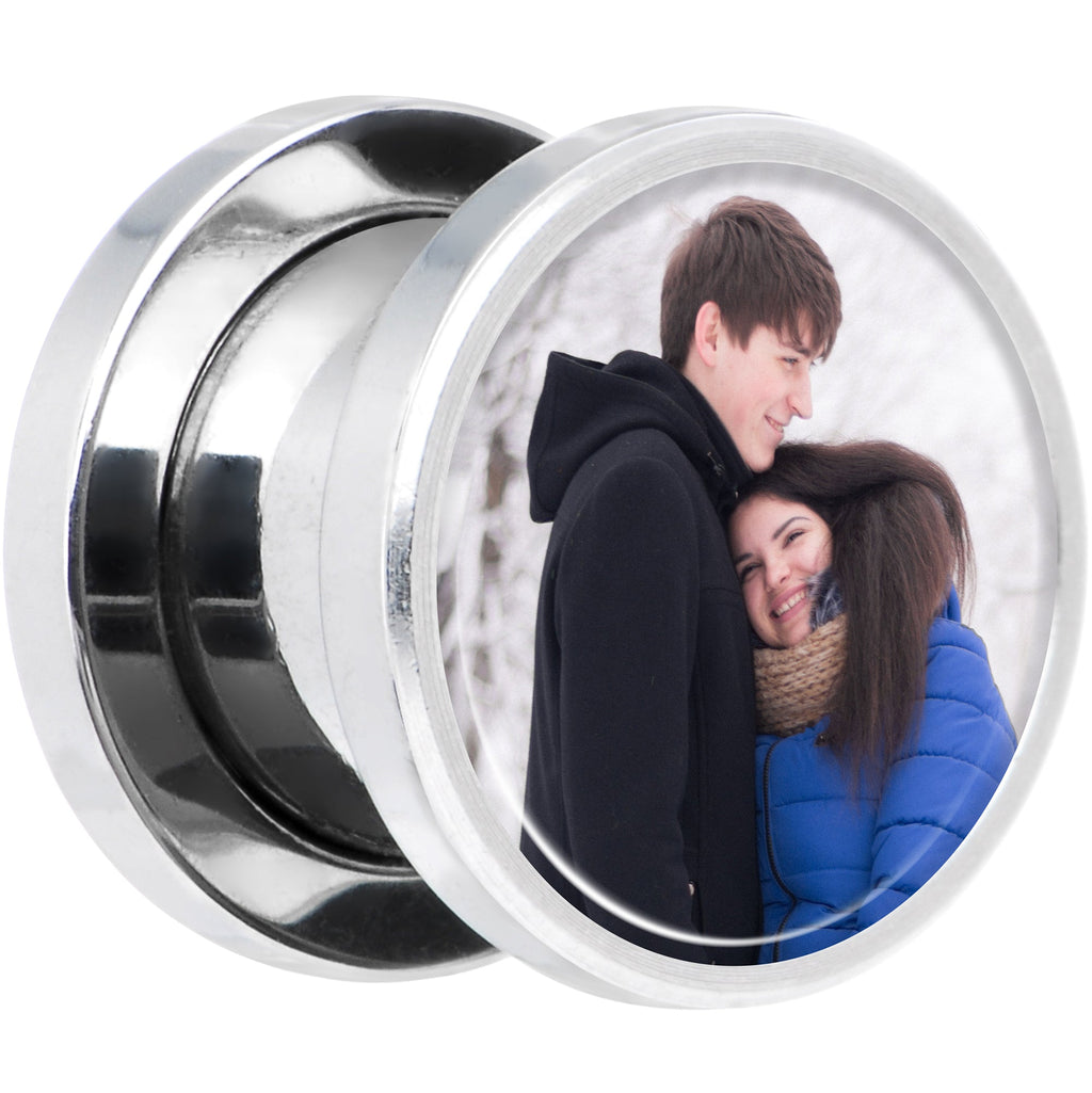BodyCandy Stainless Steel Custom Photo Screw Fit Plug - buy 2 for a pair — size reference