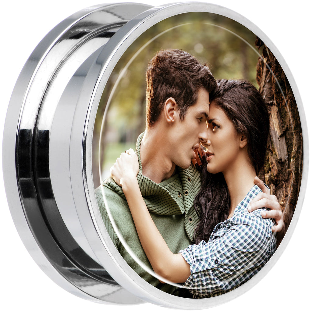 BodyCandy Stainless Steel Custom Photo Screw Fit Plug - buy 2 for a pair — detail close-up