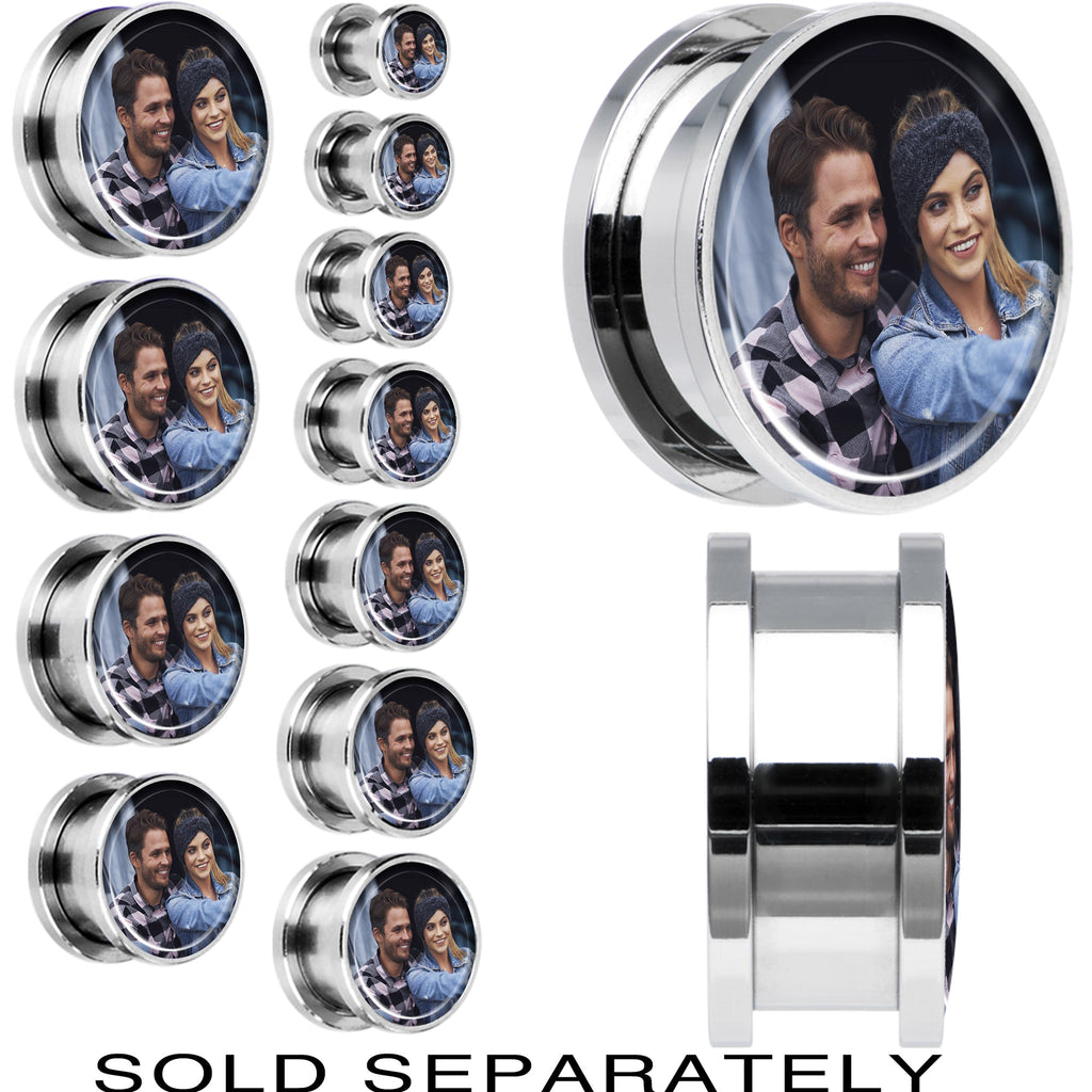BodyCandy Stainless Steel Custom Photo Screw Fit Plug - buy 2 for a pair — main product shot