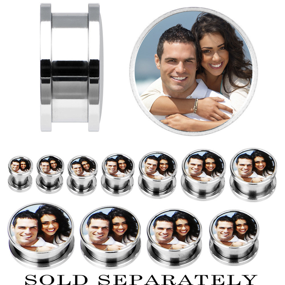 BodyCandy Stainless Steel Custom Photo Screw Fit Plug - buy 2 for a pair — alternative angle