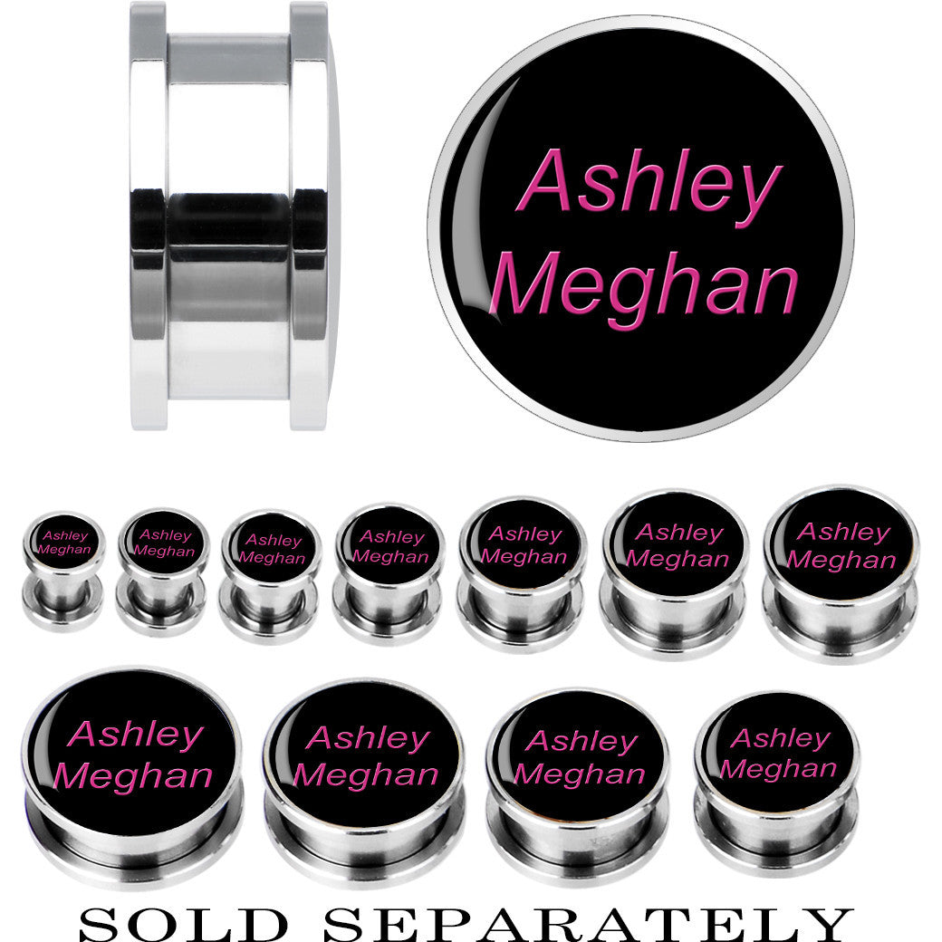 BodyCandy Custom No.1 Black Pink Steel Screw Fit Personalized Plug - buy 2 for a pair — main product shot