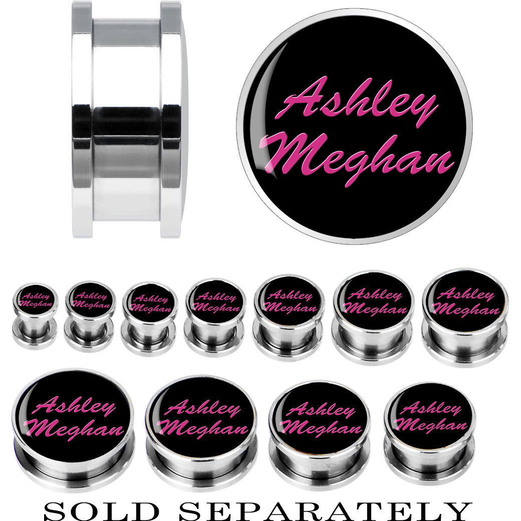 BodyCandy Custom No.2 Black Pink Steel Screw Fit Personalized Plug - buy 2 for a pair — main product shot