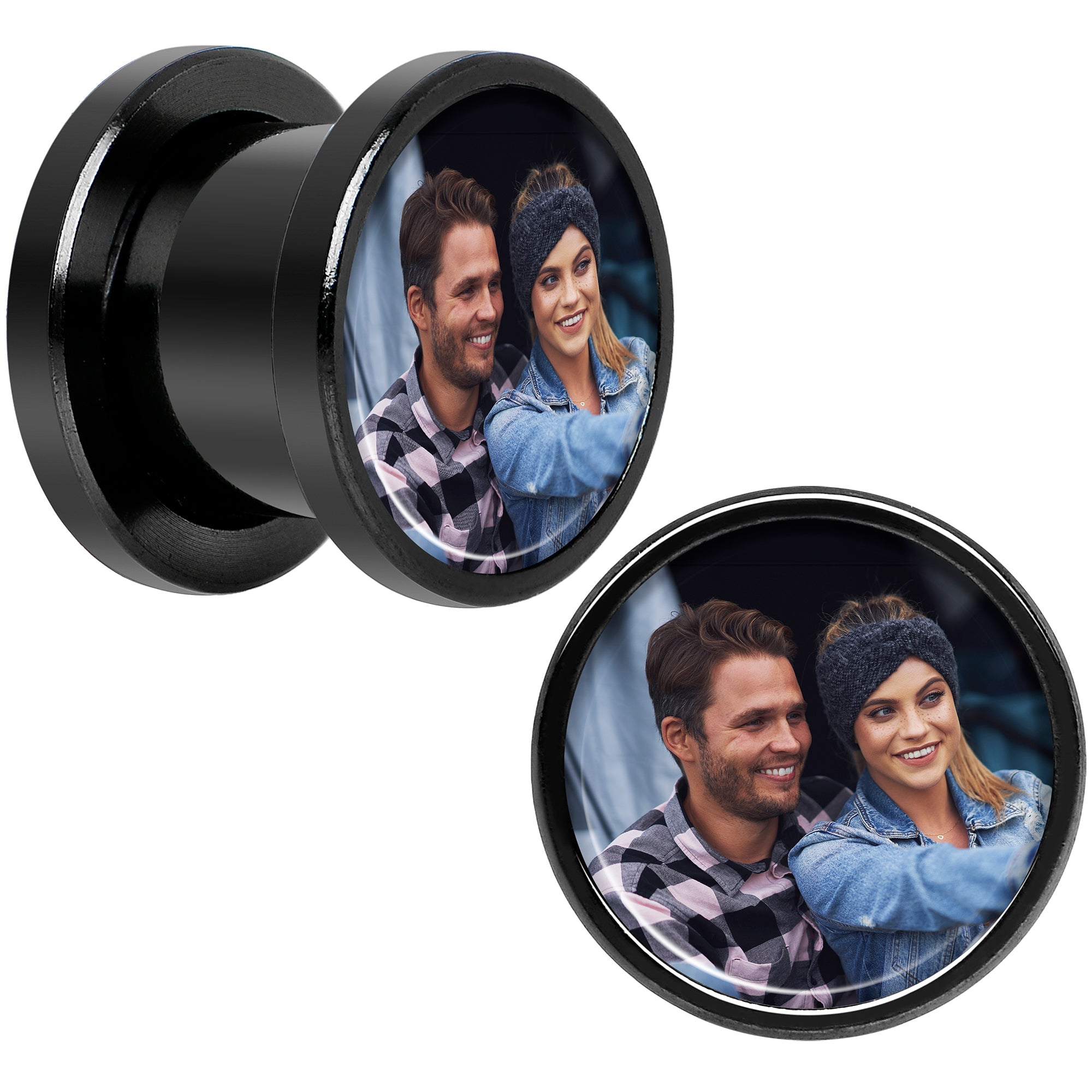 BodyCandy Anodized Black Titanium Custom Photo Screw Fit Plug - buy 2 for a pair — lifestyle context