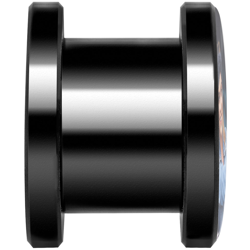 BodyCandy Anodized Black Titanium Custom Photo Screw Fit Plug - buy 2 for a pair — side view
