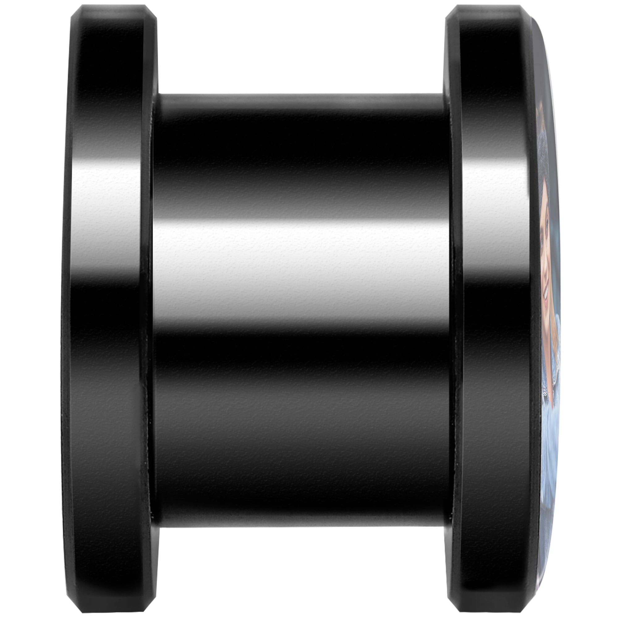 BodyCandy Anodized Black Titanium Custom Photo Screw Fit Plug - buy 2 for a pair — side view