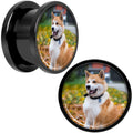 BodyCandy Anodized Black Titanium Custom Photo Screw Fit Plug - buy 2 for a pair — fabric or material detail