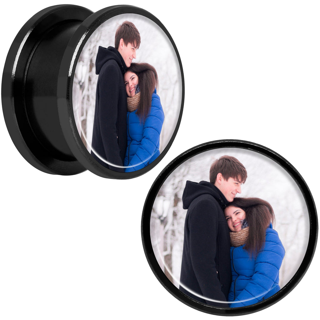 BodyCandy Anodized Black Titanium Custom Photo Screw Fit Plug - buy 2 for a pair — feature highlight