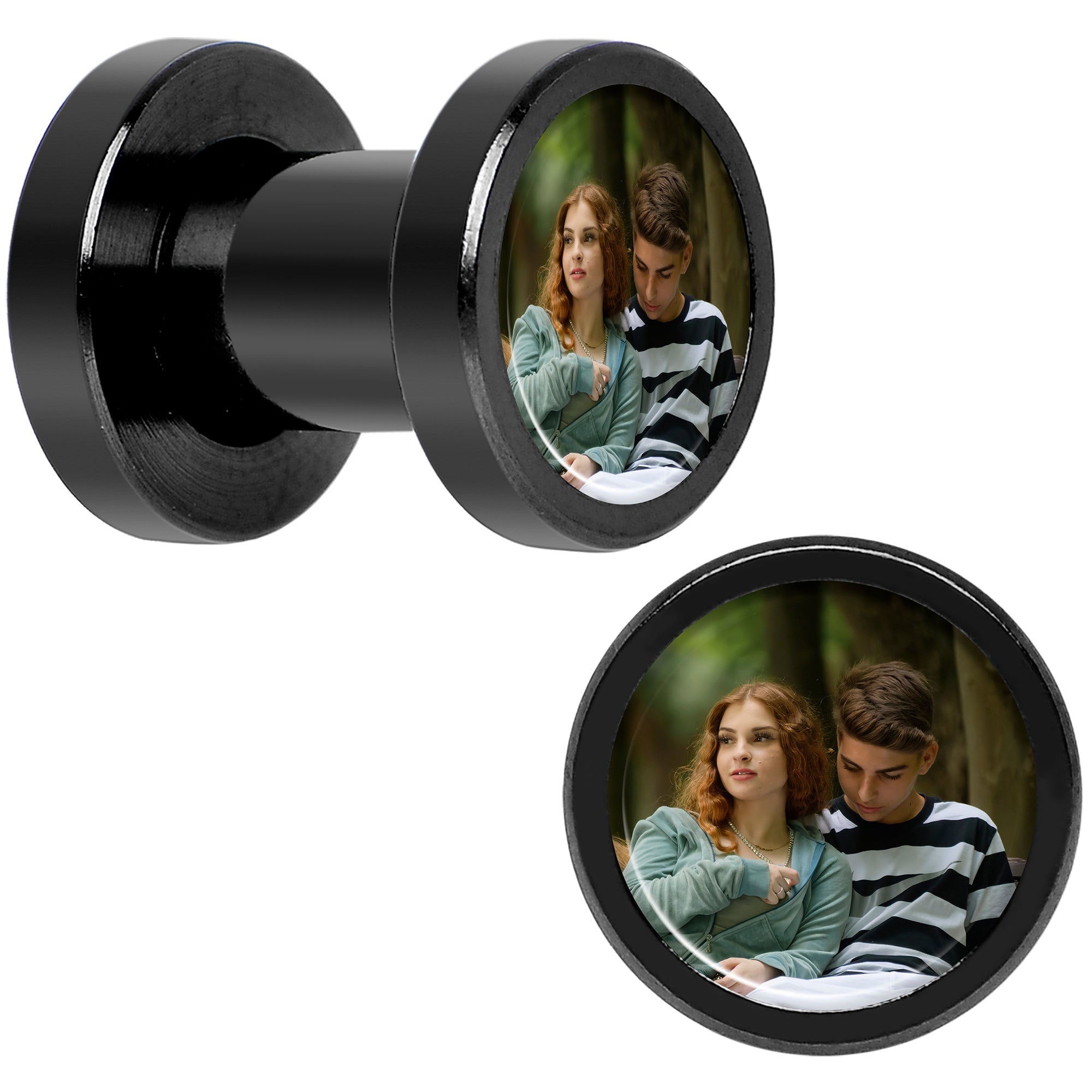 BodyCandy Anodized Black Titanium Custom Photo Screw Fit Plug - buy 2 for a pair — main product shot