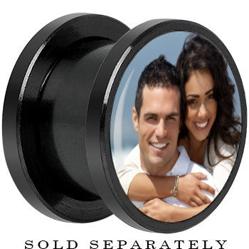 BodyCandy Anodized Black Titanium Custom Photo Screw Fit Plug - buy 2 for a pair — back view