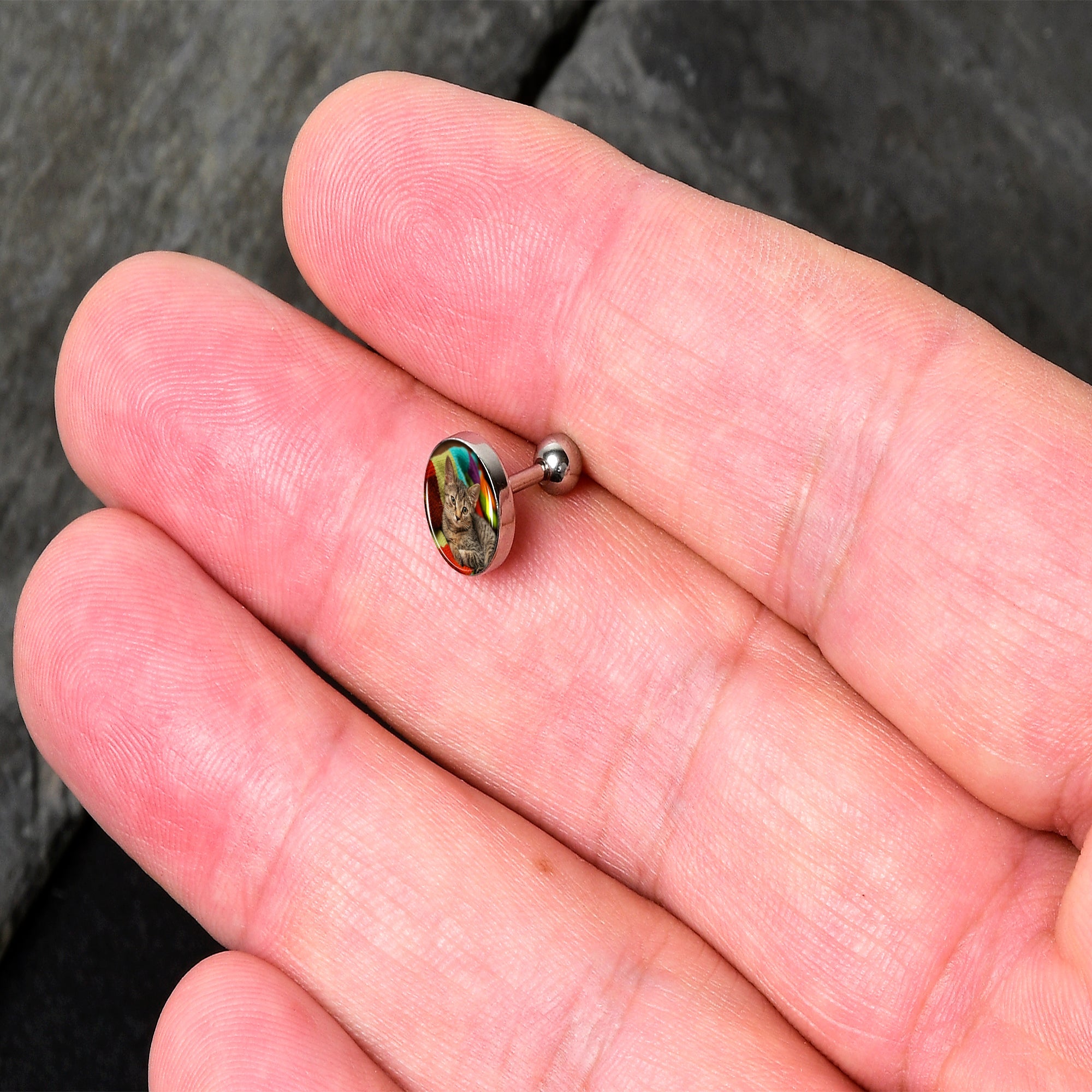 BodyCandy Custom Full Color Photo Tragus Cartilage Earring — lifestyle context