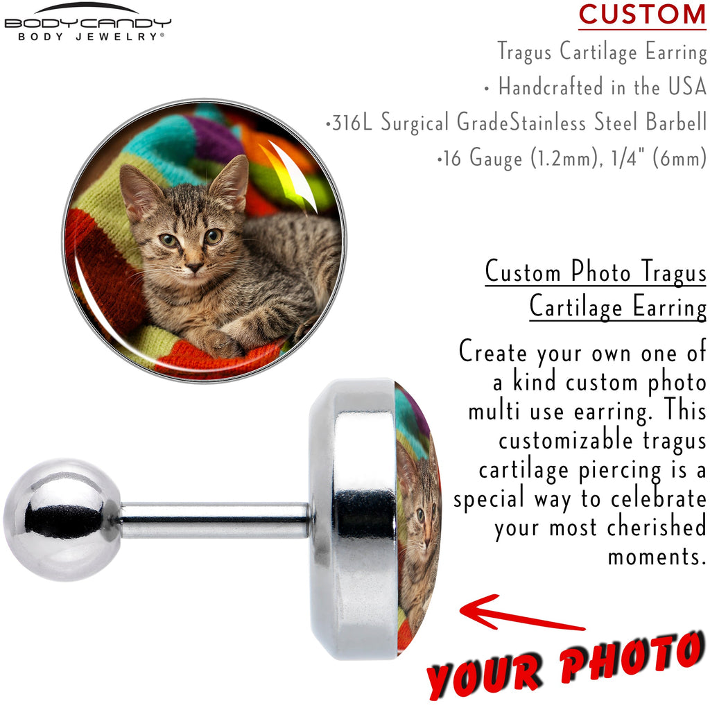 BodyCandy Custom Full Color Photo Tragus Cartilage Earring — side view