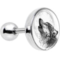 BodyCandy 16G Black and White Howling Wolf Tragus Cartilage Earring — main product shot
