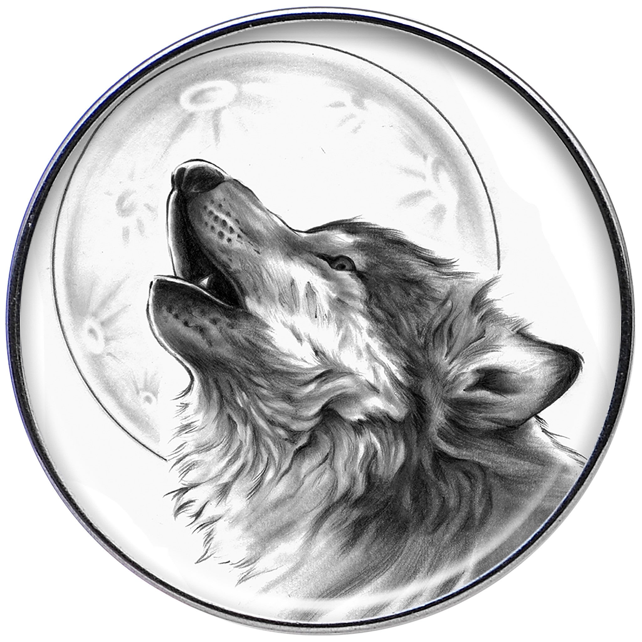 BodyCandy 16G Black and White Howling Wolf Tragus Cartilage Earring — detail close-up