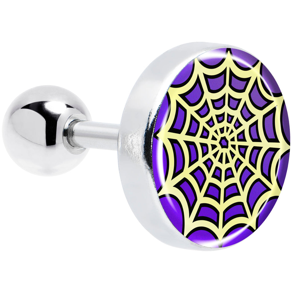 BodyCandy 16G 1/4 Two Tone Spider Web Tragus Cartilage Earring by Onyx O — main product shot
