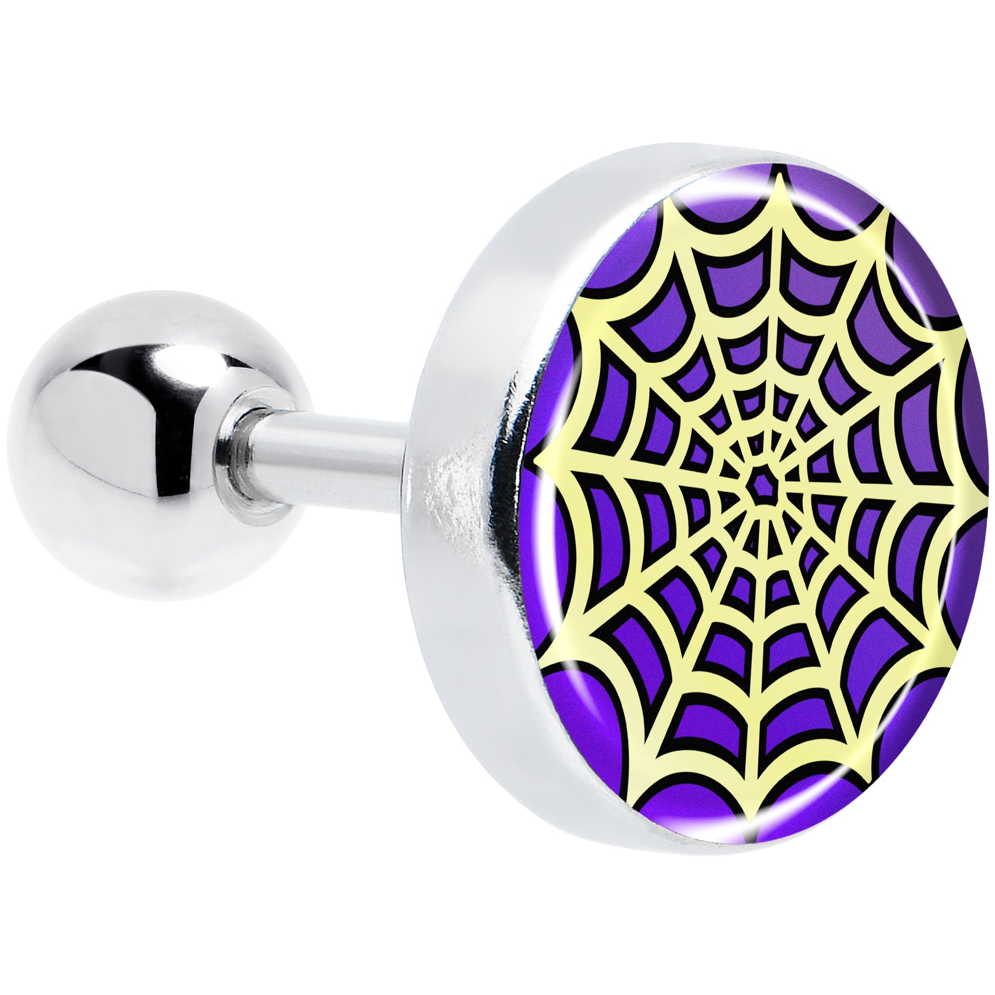 BodyCandy 16G 1/4 Two Tone Spider Web Tragus Cartilage Earring by Onyx O — main product shot
