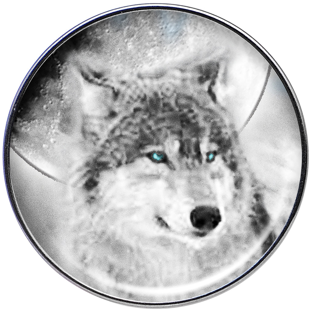 BodyCandy 16G Blue Eyed Night Wolf Tragus Cartilage Earring — detail close-up