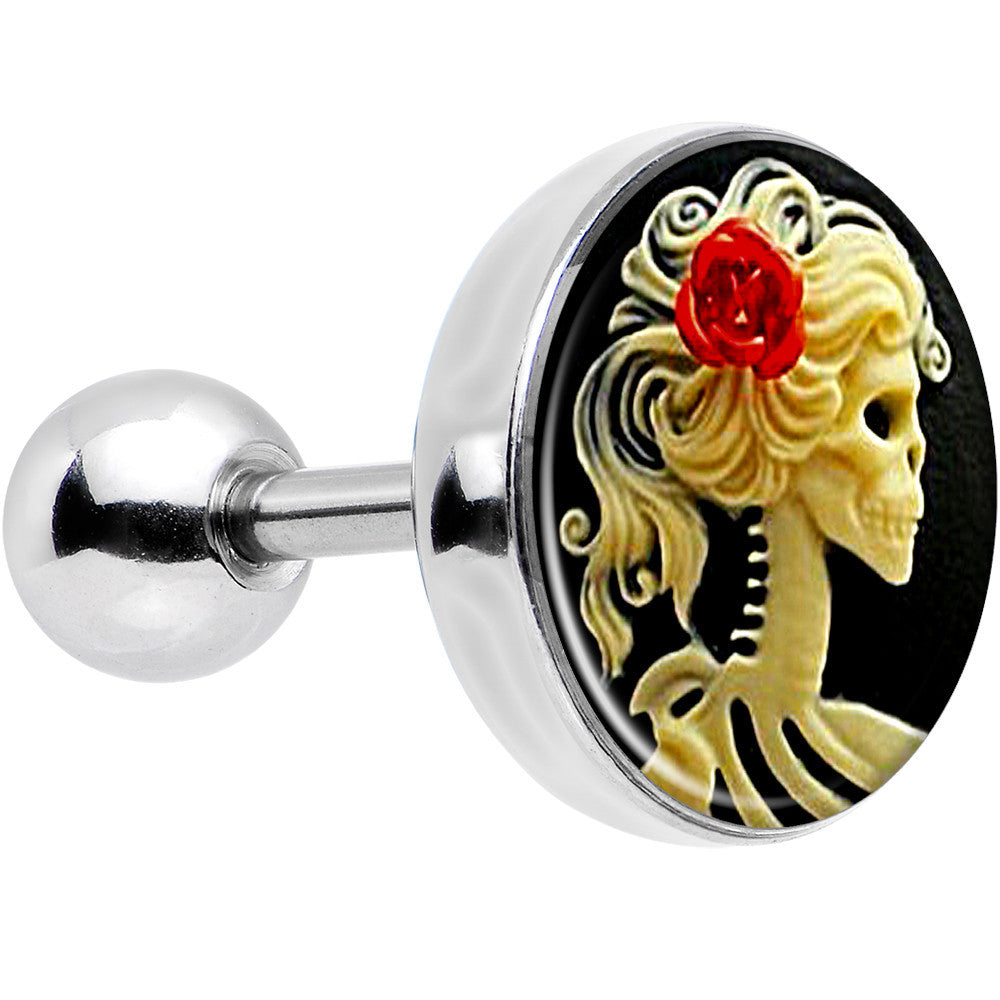 BodyCandy 16G Red Rose Flower Skeleton Cameo Tragus Cartilage Earring — main product shot