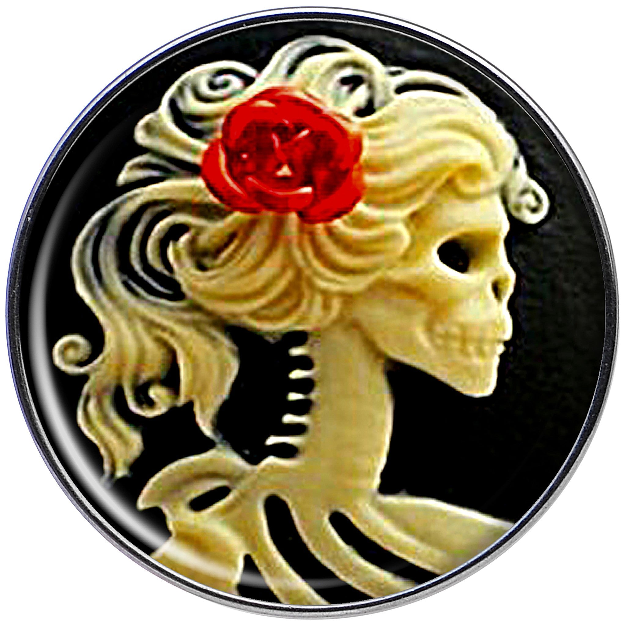 BodyCandy 16G Red Rose Flower Skeleton Cameo Tragus Cartilage Earring — detail close-up
