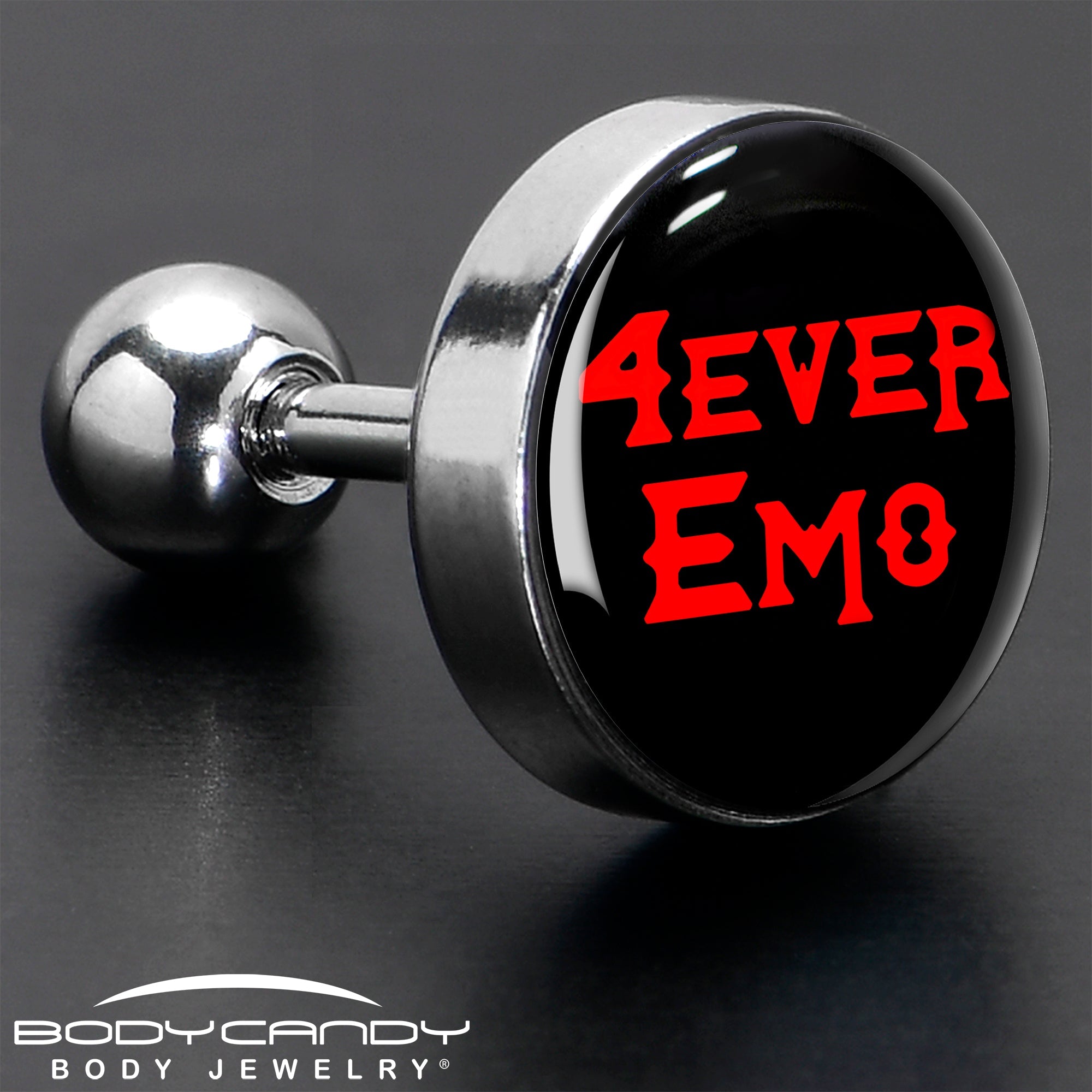 BodyCandy 16G 1/4 Black Red 4 Ever Emo Tragus Cartilage Earring by Onyx O — in-use photo