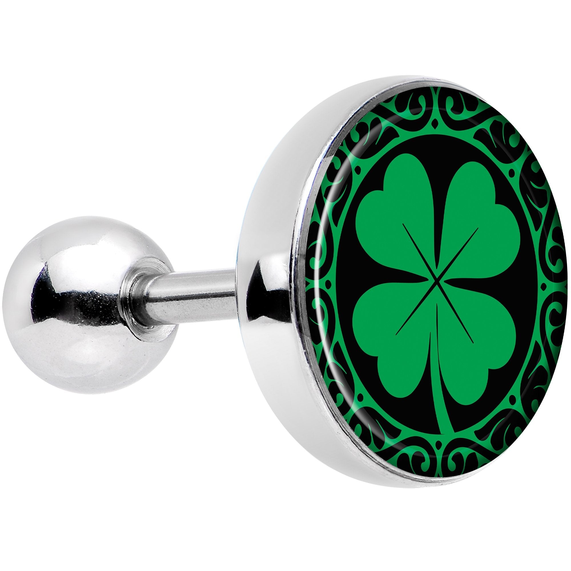 BodyCandy Green St Patricks Day Shamrock Tragus Cartilage Earring — main product shot