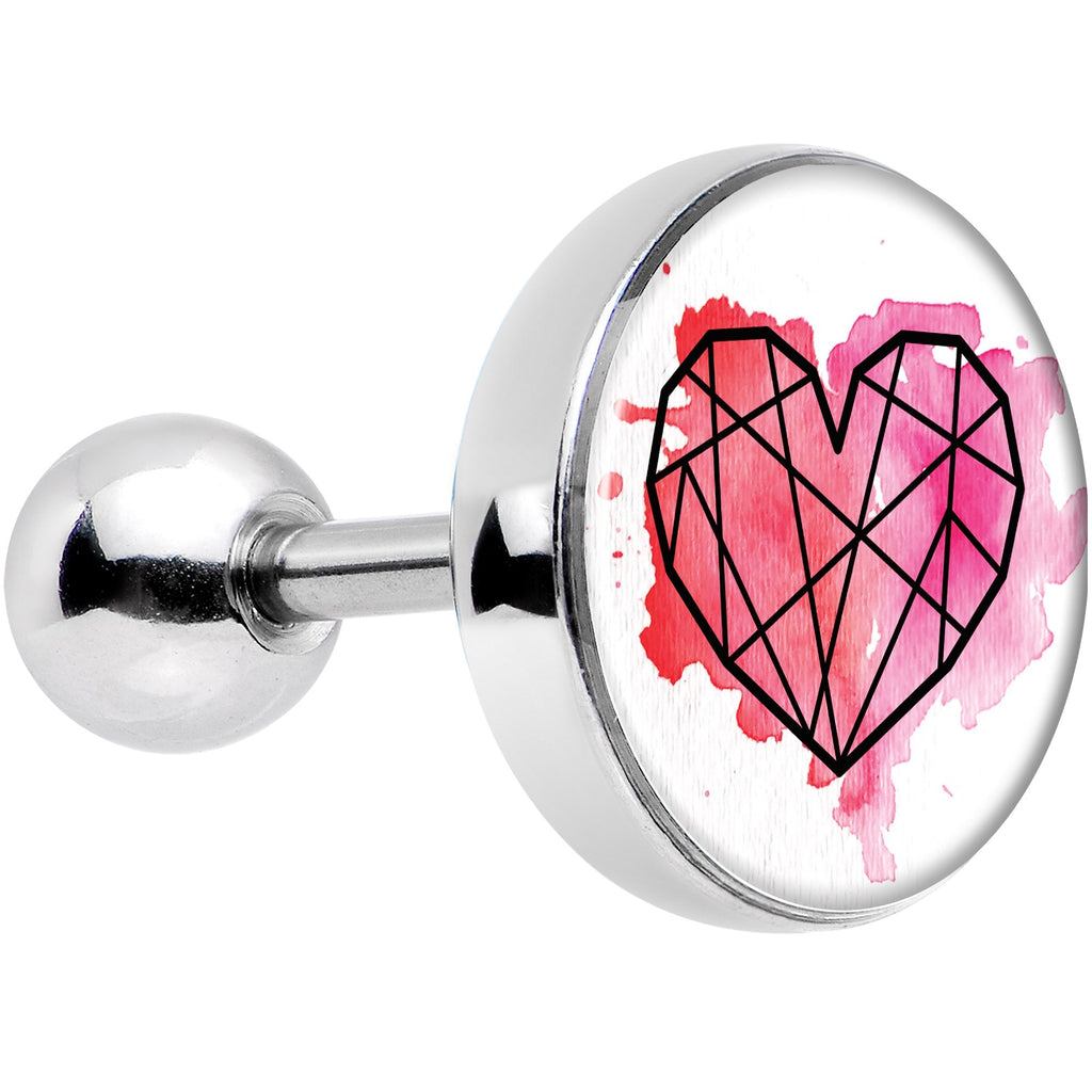 BodyCandy 16G 1/4 Watercolor Geometric Heart Tragus Cartilage Earring — main product shot
