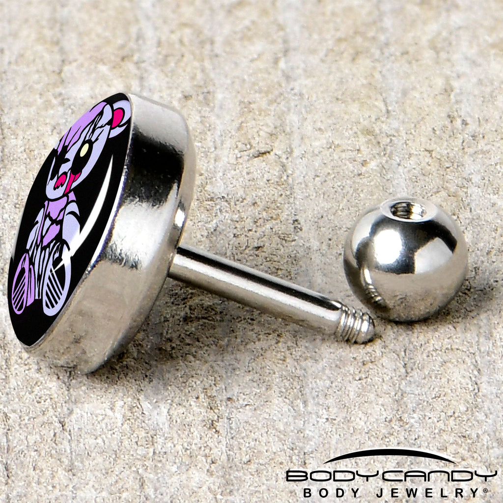 BodyCandy 16G 1/4 Attitude Teddy Bear Tragus Cartilage Earring by Onyx O — back view