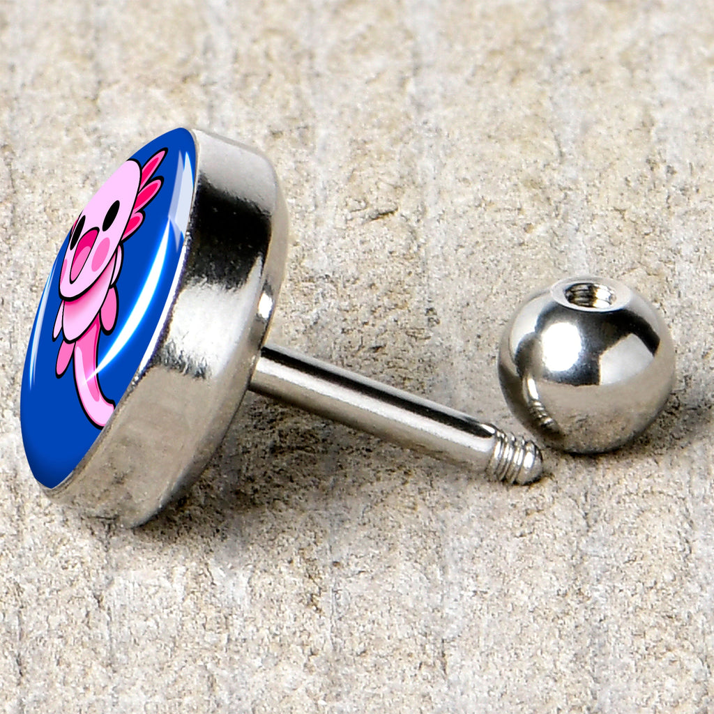 BodyCandy 16G 1/4 Adorable Axolotl Cartilage Tragus Earring by Onyx O — back view