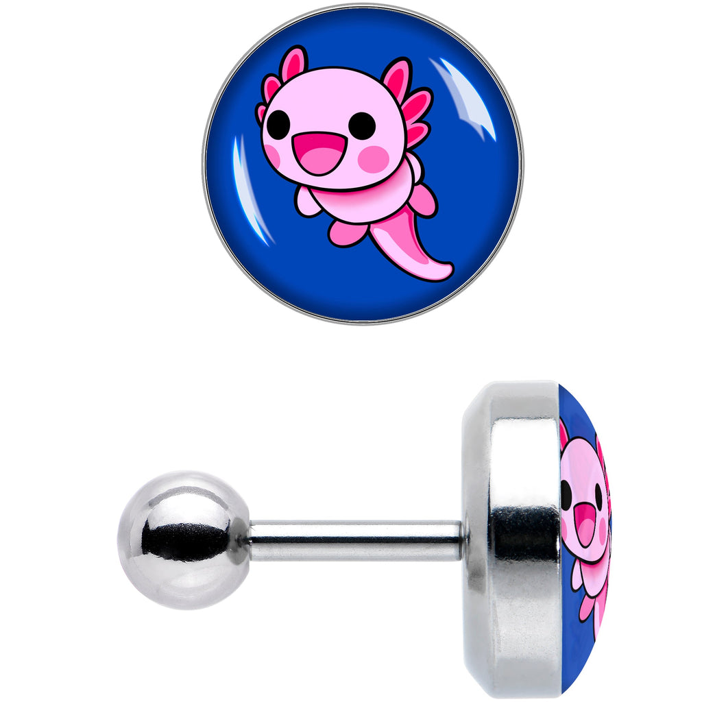 BodyCandy 16G 1/4 Adorable Axolotl Cartilage Tragus Earring by Onyx O — size reference