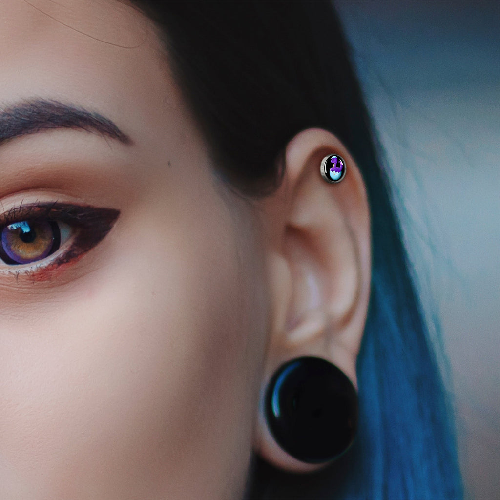 BodyCandy 16G 1/4 Baby Dinosaur Cartilage Tragus Earring by Onyx O — lifestyle context